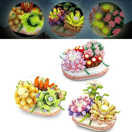Succulents Bonsai Building Blocks, 327 Pieces Potted Plant Building Blocks Classic Bricks Compatible with Lego DIY Succulent Plants