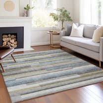 Addison Rugs Chantille Indoor/Outdoor Transitional Stripes Gray Washable Rectangle Rug, 5' x 7'6"