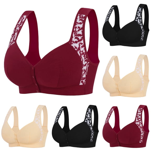 EaskTriop Front Closure Bras for Older Women No Underwire Wireless Full Coverage Senior Bra Supportive Everyday Comfort Bralette Wide Strap