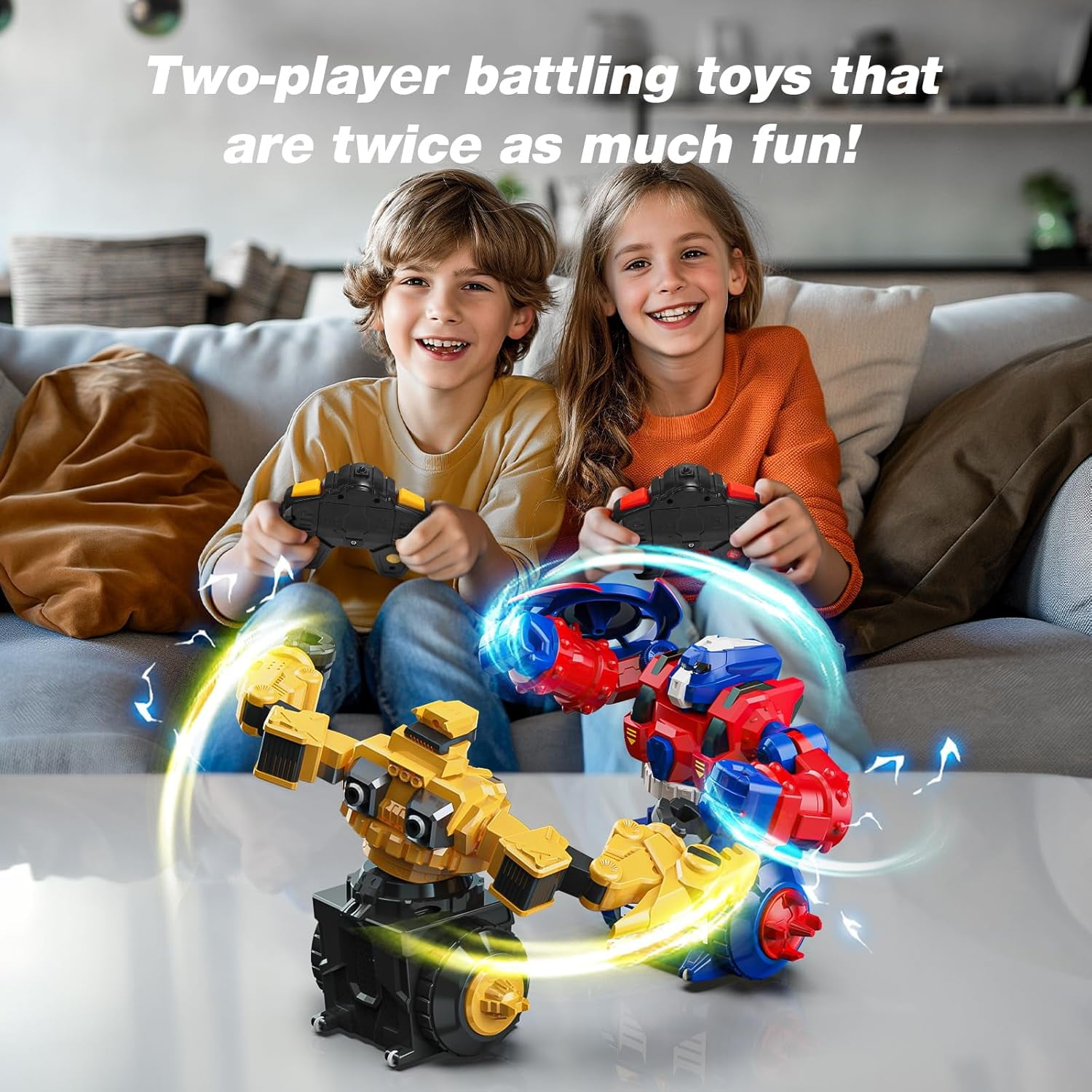 Remote Control Robot Toys, Fighting Robot 360-Degree Rotatin, with Shields and Realistic Sound Effects, Dueling Robots for Kids Ages 6-8, Red