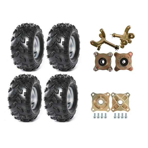 4pcs 18X9.50-8 ATV Tire and Rim Tubeless 4 Stud 8" Front Rear Tires with Rims   Steering Knuckles Spindles Wheel Hubs   24T Rear Axle Hubs for Go Kart UTV Quad Buggy 4 Wheelers Golf Cart