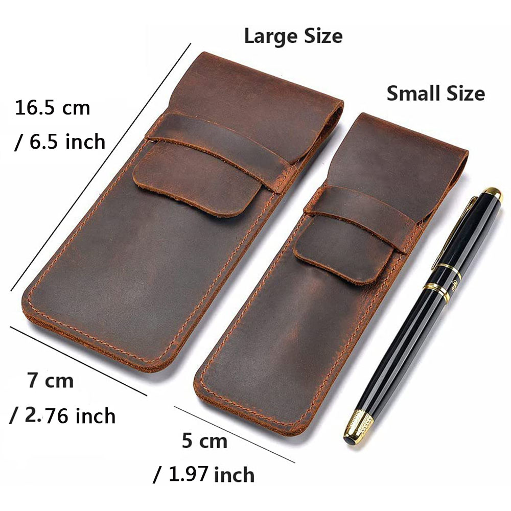Be-tool Retro Leather Pen Case Pen Holder Pencil Pouch Protective with Foldable Flap Cover Handmade Gift for Men and Women, Size: Large, Green