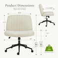 thumbnail image 5 of EDX Armless Office Chair Criss Cross Legged Chair with Wheels, Comfy Home Vanity Task Desk Chair, Beige, 5 of 9