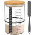 thumbnail image 1 of New Sourdough Starter Jar with Wooden Lid 900ml Sourdough Starter Container Wide Mouth Clear Sourdough Fermentation Jar Glass, 1 of 5