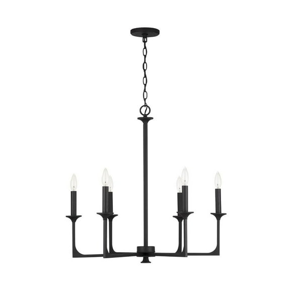 Chandelier 6 Light Black Iron Metal In Transitional Style 28 High By 27.5 Wide     -Traditional Installation Capital Lighting 437361Bi