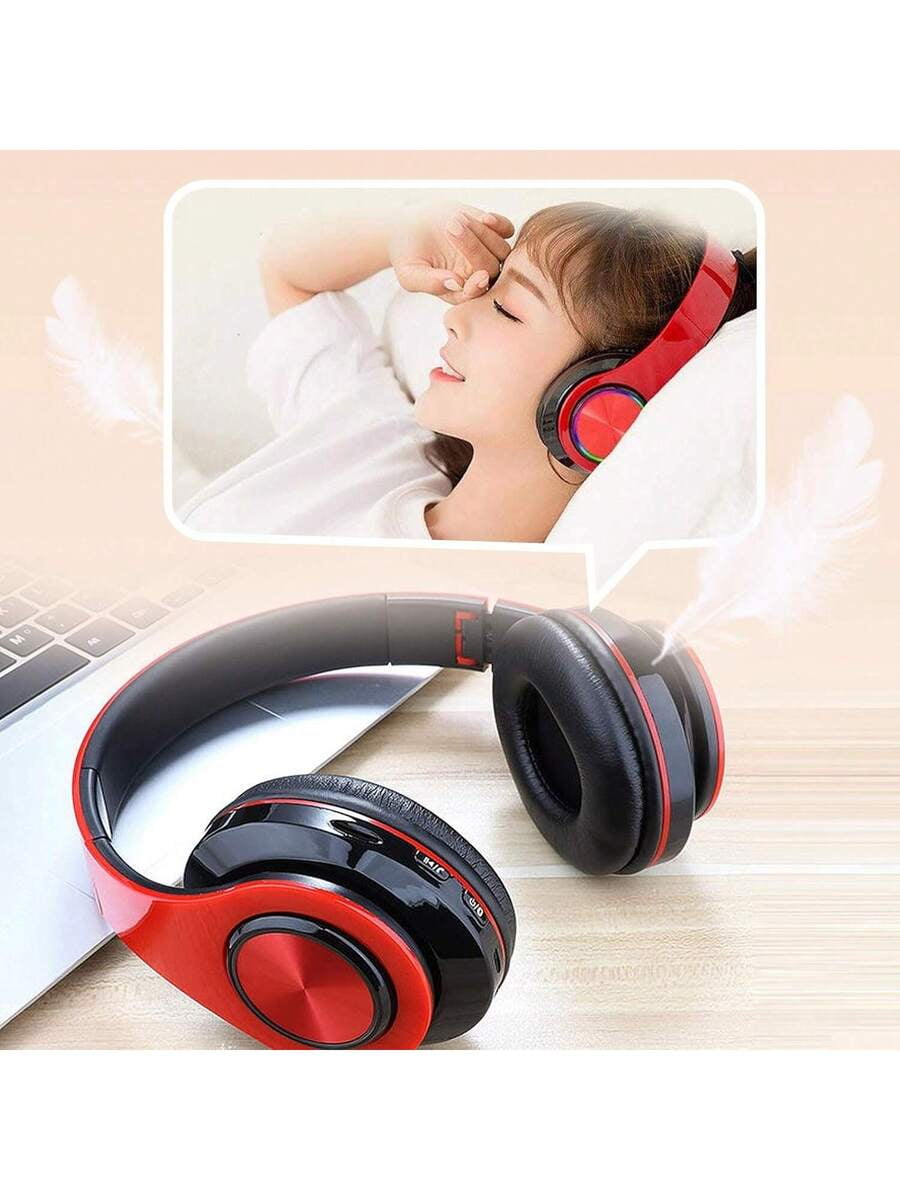Wireless Gaming Headset With Microphone Bluetooth 5.2, Foldable Over Ear Headphones With Dual Wired/Wireless Mode, Long Battery Life, Lightweight Comfortable Design For PC Laptop Phone Travel Sports