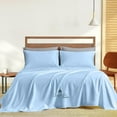 thumbnail image 2 of Couture Charm Hotel Luxury 500-TC Peruvian Pima Cotton Twin-XL Size 4-Pcs Sheet Set Fits Upto 19-23" Deep Pocket (Solid, Light Blue), 2 of 4