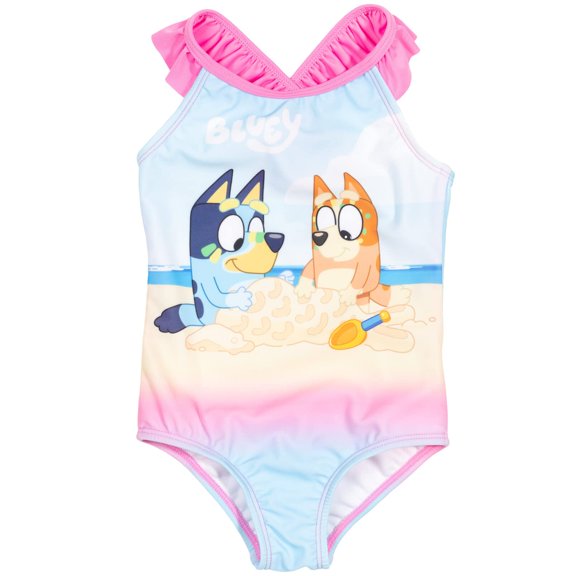 Traje de baño Bluey & Bingo para niñas pequeñas rosa/azul 4T