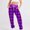 Purple, variant on COSFO Casual Sweat Pants for Womens Red Joggers Elastic Waist Plaid Taper Pants Drawstring Adjustable Width Loose Pants