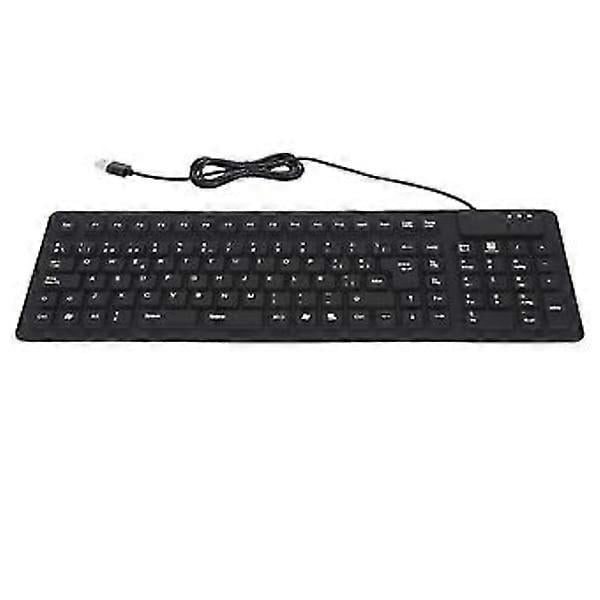 Keyboard 105 Keys Spanish USB Wired Portable Foldable Silent Waterproof Dustproof Silicone Keyboard