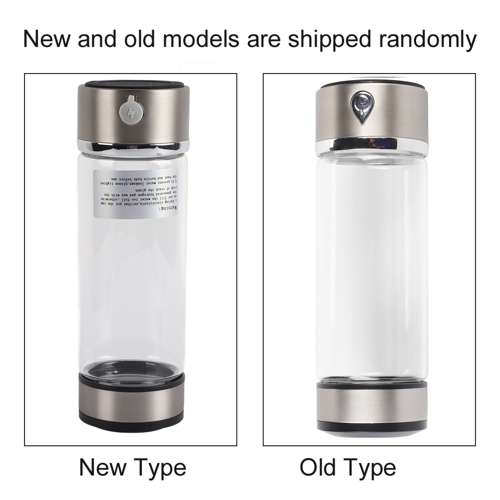 USB rechargeable hydrogen-rich water filter glass bottle portable ionization cup, stainless steel+glass and non-leaking 420ml 7x21.3 cm working temperature: 20-60℃