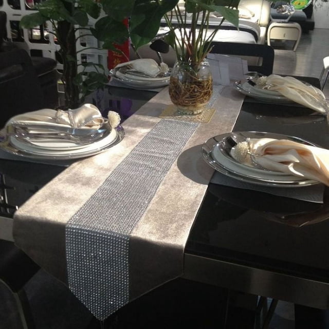 Mantel de mesa europeo con barra vertical de diamante brillante de terciopelo coreano de ocho colores, calidad europea y coreana