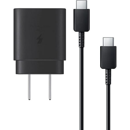 for ZTE Blade A3 Prime Super Fast Charger USB Type C Kit, PD 25W Type C Wall Charger and USB C to USB C Fast Charging Cable - Black