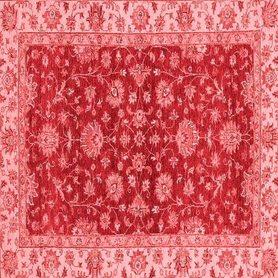 Ahgly Company Machine Washable Indoor Square Oriental Red Traditional Area Rugs, 7' Square