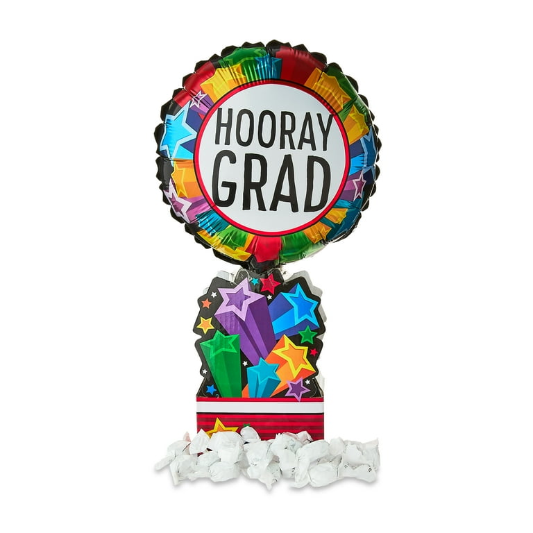Graduation Black Dog Plush with Hooray Grad Balloon and Hard Candy, 13 in, by Way To Celebrate