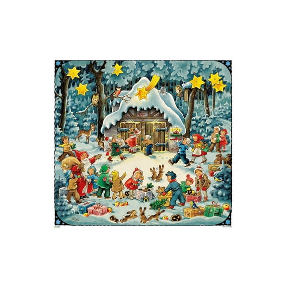 KORSCH Advent Calendar - Vintage 1954-1958 Design 11.75" square Cottage & Kids