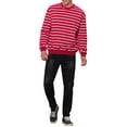 thumbnail image 2 of INSPIRE CHIC Men's Striped Sweatshirt Regular Fit Round Neck Long Sleeves Printed Pullover Sweatshirts L Red White, 2 of 4