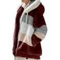 thumbnail image 2 of Fleece Jacket Women Plus Size Warm Winter Coats Fluffy Sherpa Hoodie Zip up Casual Color Block Faux Fur Cardigan Coat Shaggy Cardigan Sweater Outerwear, 2 of 6