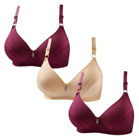 Gnurob Womens Plus Size Bralettes With Support  3 Pack No Underwire Padded Bra Lace Push Up Brassiere Comfort Breathable Bras Hide Back Fat Bralette for Women Clearance Saving A05-Wine XX-Large