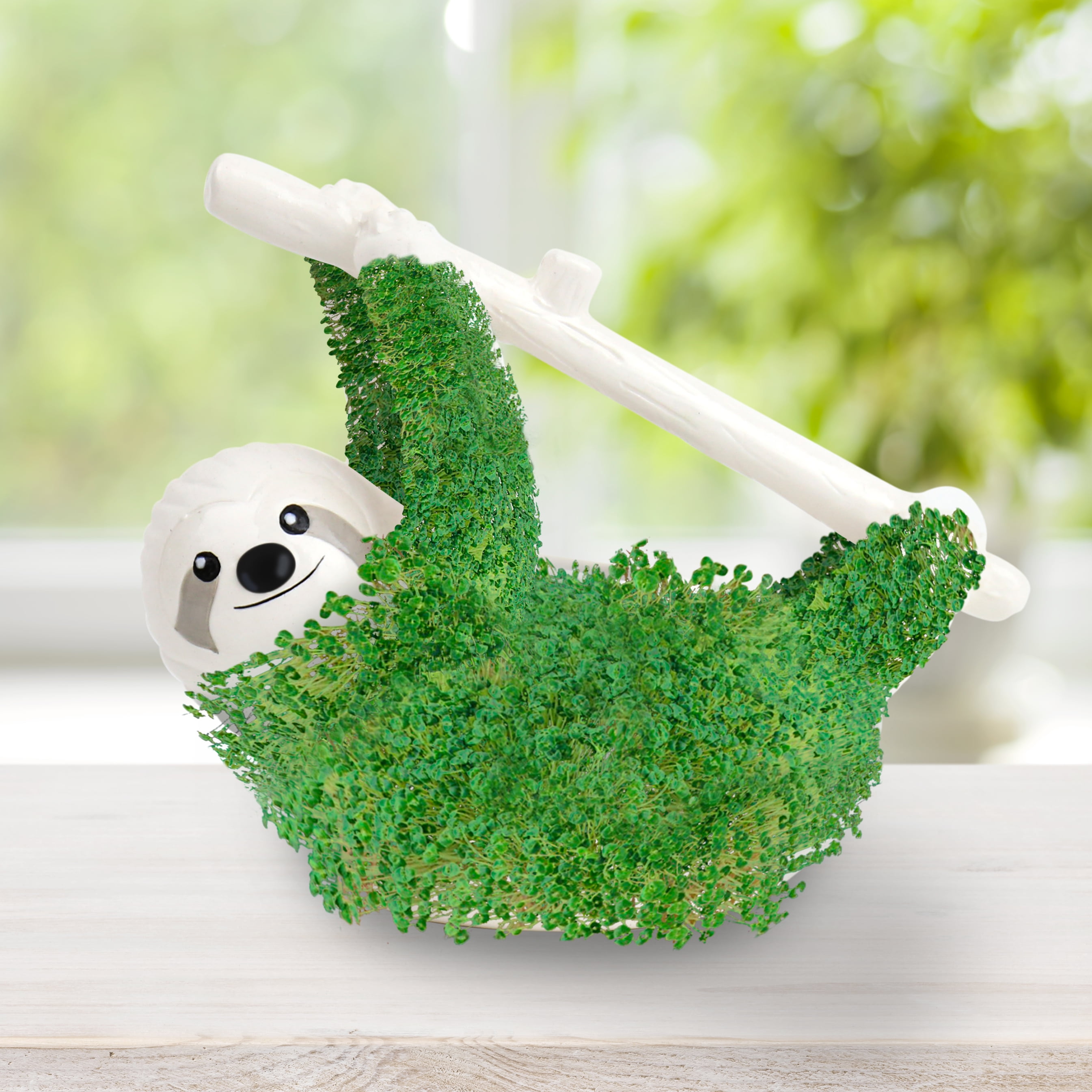 Sloth Shaped Chia Planter and Seeds - Desktop Sprouting Chia Animal - Fun Grow Kit Gift Idea