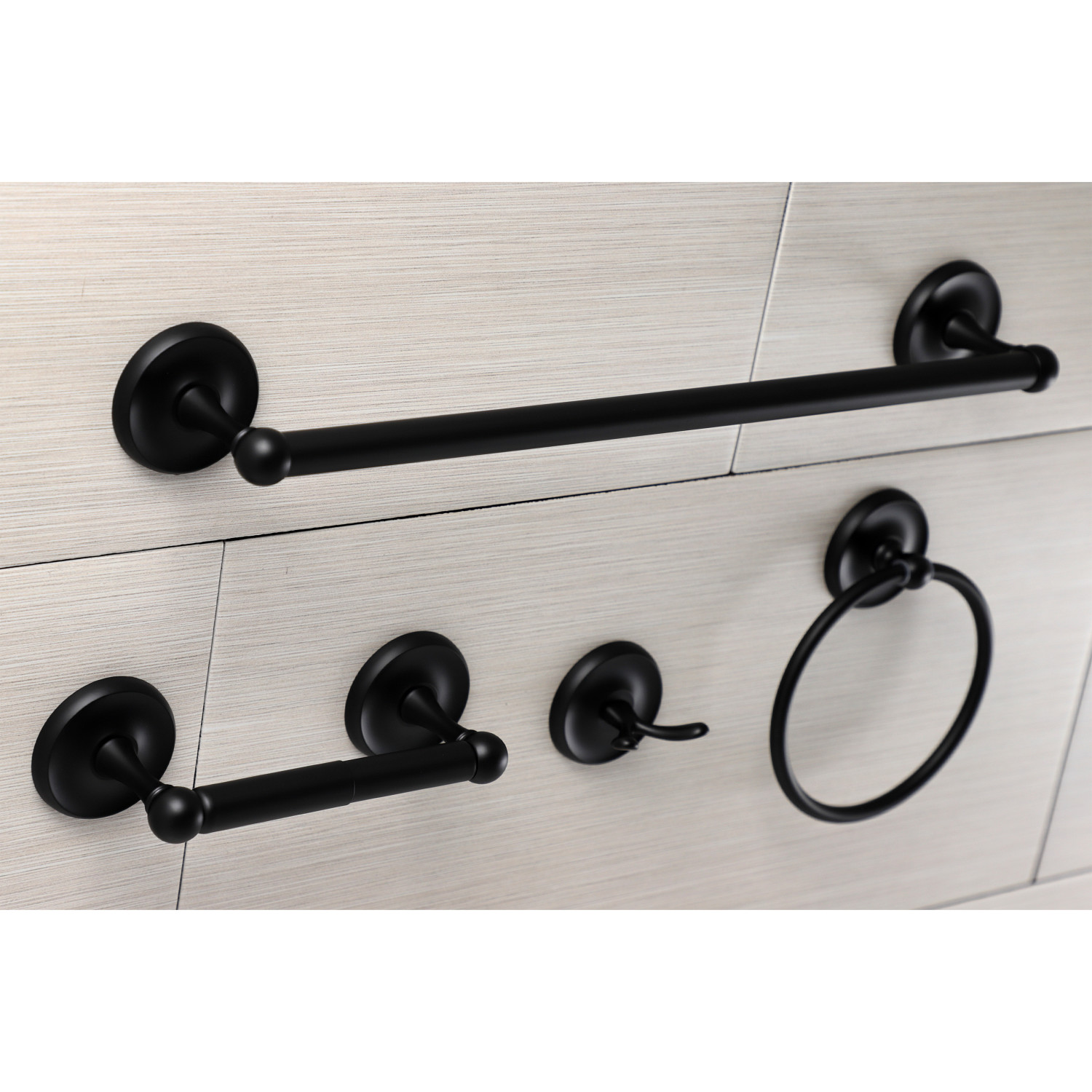 Kingston Brass BAK312478MB Victorian Bathroom Accessory Set, Matte Black - 4 Piece