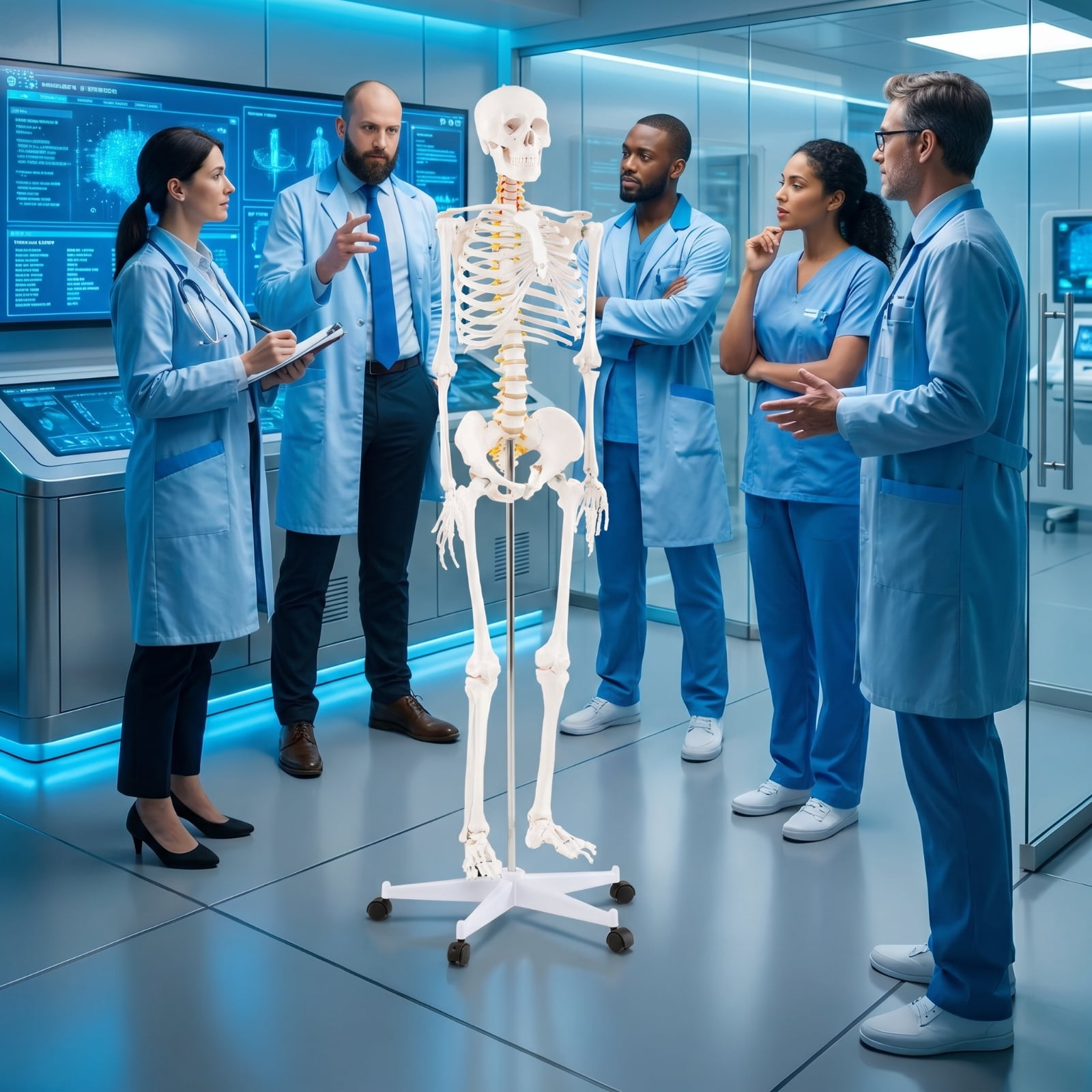 SUGIFT 70.8 Inch Life Size Human Skeleton Model for Anatomy with Removable Skull Cap Movable Jaw Extractable Teeth and 5 Claw Rolling Metal Base for Classroom