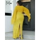 thumbnail image 2 of Missord Yellow Sequin Plus Size Wedding Party Dress Elegant Women V Neck Flare Sleeve Bodycon Prom Dresses Long Evening Gown, 2 of 5