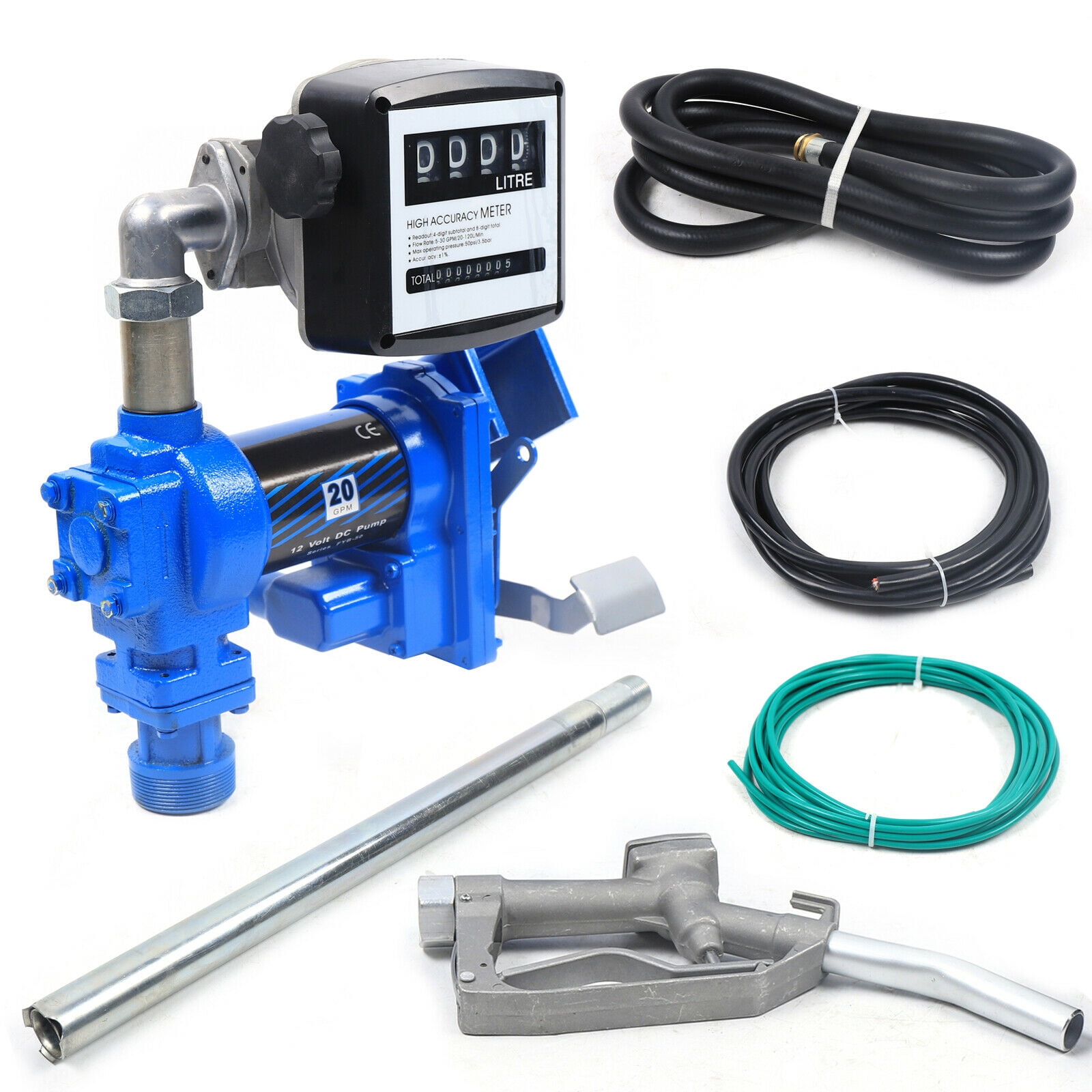 155W Electric Fuel Transfer Pump 12V DC Big Flow Rate With Automatic Nozzle 