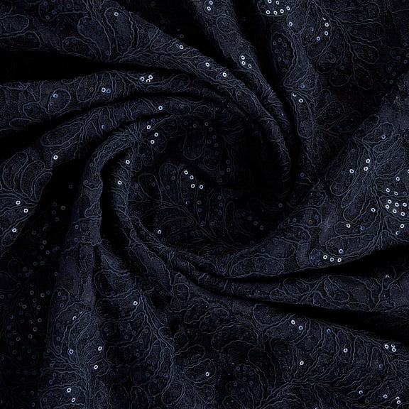 Zelouf Bianca Corded Embroidery Lace Mesh , Sewing, DIY, Crafts Fabric by the Yard, Perfect Navy, 3 Yard