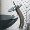 thumbnail image 4 of KRAUS Tall Waterfall Bathroom Faucet for Vessel Sink with Frosted Black Glass Disk, Satin Nickel Finish, 4 of 10