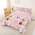 thumbnail image 2 of Homewish Cute Cartoon Halloween Ghost Full Size Comforter Sets,Pumpkin Bat Banner Print Bedding Comforter Set,Blush Pink,Pink Reversible,3-Piece,1 Comforter and 2 Pillowcases, 2 of 7