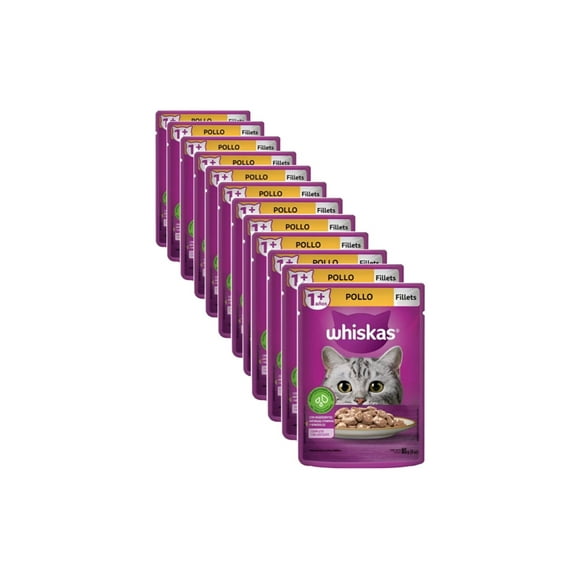 Caja Whiskas Sobre Gato Filets Pollo 85 g (12 Pzas)