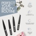 thumbnail image 2 of wqlpp-4-Piece Tweezer Set - Slant Tip and Pointed Tweezers Set - Great Precision Tweezers for Eyebrows, Splinter and Ingrown Hair Removal (Black, Pack of 4), 2 of 4