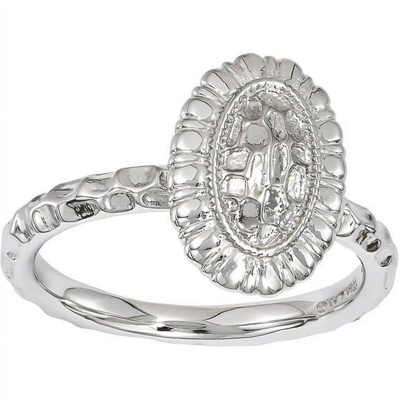 Sterling Silver Rhodium-Plated Oval Ring