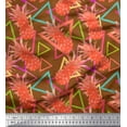 thumbnail image 1 of Soimoi Moss Georgette Fabric Triangle & Pine Fruits Print Fabric by Yard 42 Inch Wide, 1 of 5