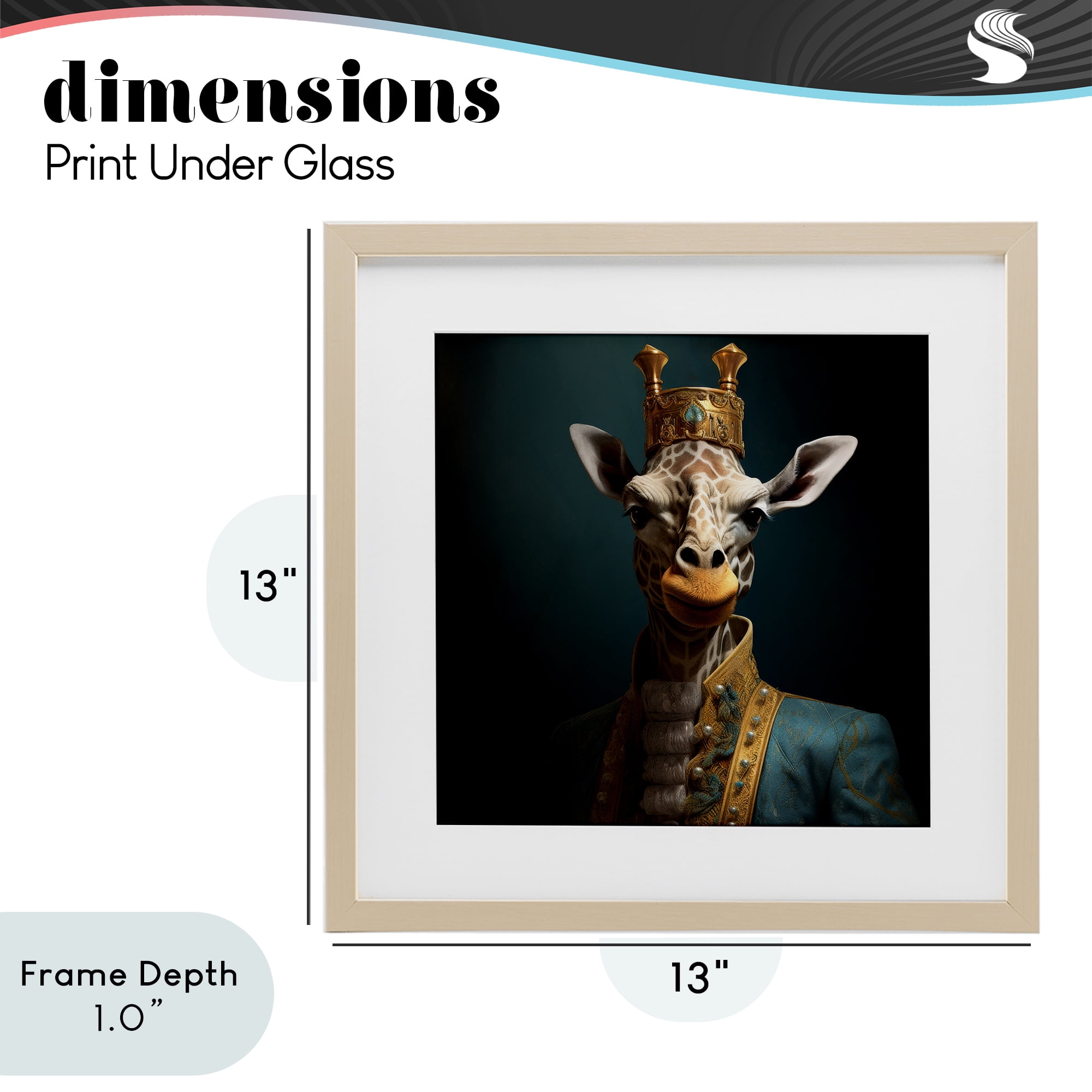 Stupell Industries Giraffe Gaze in Regal Crown Birch Framed Print Under Glass, design by Lazar Studio