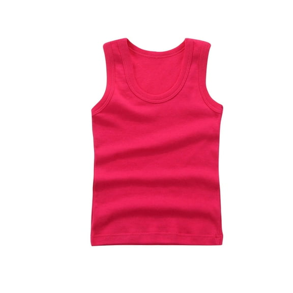 Nilvkv Girls Undershirts, Girls Tank Tops, Youth Solid Sleeveless Basic Top Summer Casual Pink 7-8 Years