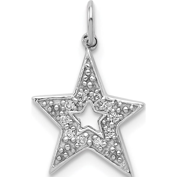 14K White Gold 1/20Ct. Diamond Star Charm Made In India pm5177-005-wa