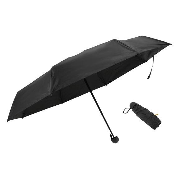 Unique Bargains 1 Pcs Compact Umbrella Thickened Black Vinyl Magic Black