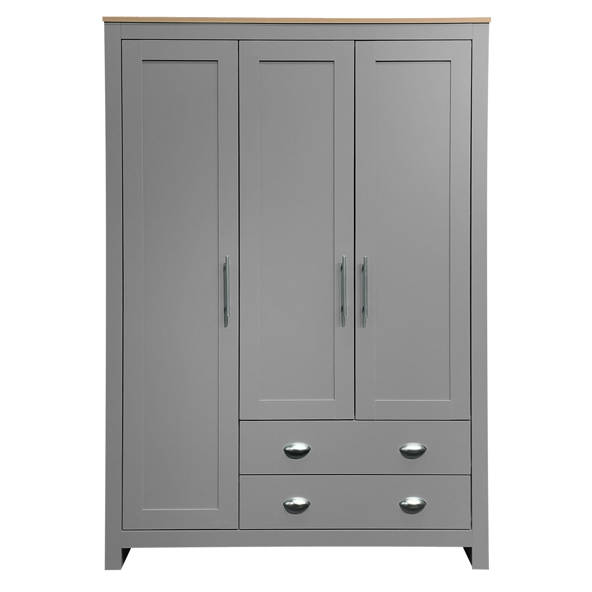 EUROCO 67.9” Modern Armoire Wardrobe, 3 Door Cabinet Storage Closet with Clothing Rods Adults, Gray