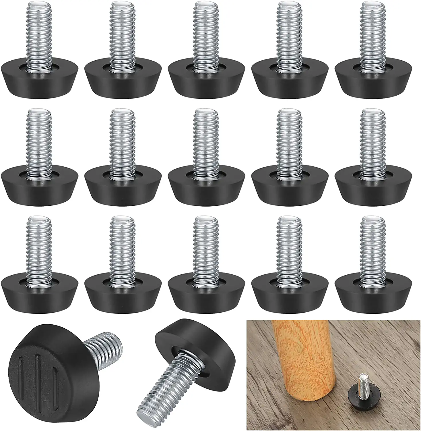 Yozhu 22 Pack Adjustable Furniture Leveling Legs, M8 x 21 x 25mm, Screw