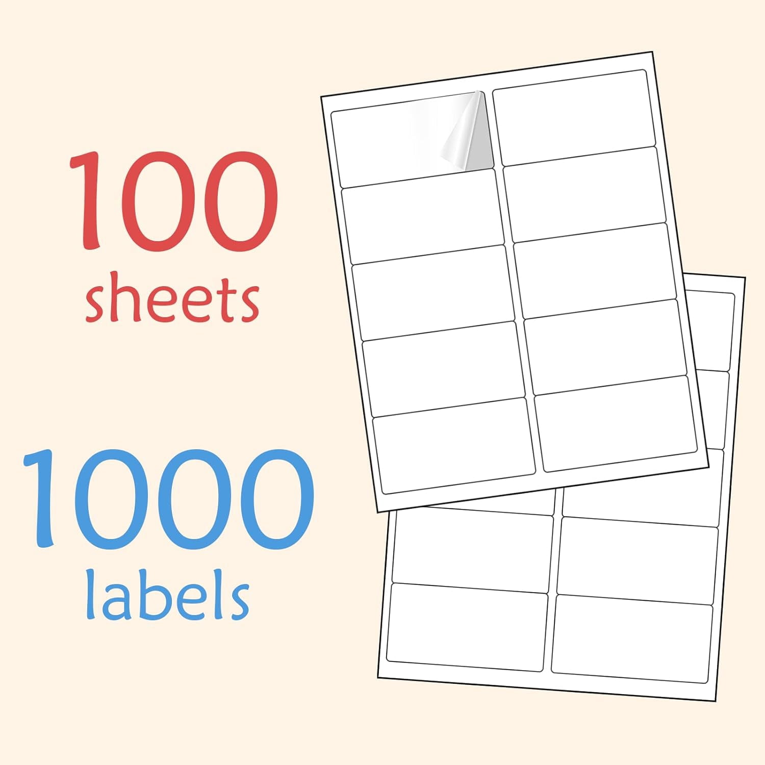 2” x 4” (1000 Labels) Shipping Mailing Labels, Printable White Sticker Label for Laser Inkjet Printer, Permanent Adhesive Mailing Address Labels for Packages Envelopes (100 Sheets)