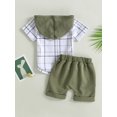 thumbnail image 4 of Bagilaanoe 2pcs Toddler Baby Boys Short Pants Set Plaid Print Short Sleeve Hoodie Tops + Shorts 6M 12M 18M 24M 3T Kids Casual Summer Outfits, 4 of 8