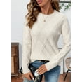 thumbnail image 5 of Eytino Womens Sweaters Pullover Sweaters for Women Trendy Crewneck Long Sleeve Cable Knit Sweater Casual Fall Sweater Tops White S, 5 of 9