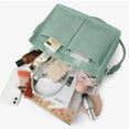 thumbnail image 3 of Canvas Tote Bag with Multi-Pocket for Adults, Large Crossbody Shoulder Handbag Daily Tote Bag with Compartments, Durable Laptop Work Bags Shoulder Travel Messenger Gym Totes, 1Pc(Green,13.4x5.5x10"), 3 of 7