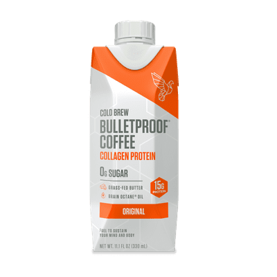 Bulletproof Cold Brew Coffee Plus Collagen Protein, with Brain Octane MCT and Grass-fed Butter, Keto Friendly, Original (12 Pack)