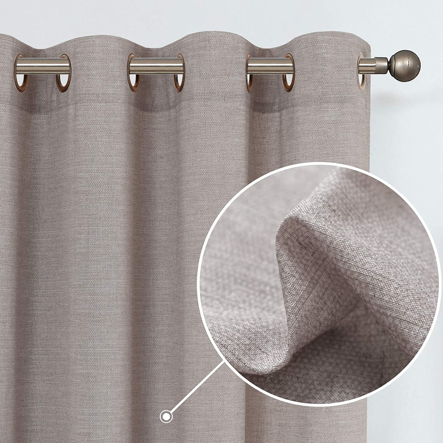 CURTAINKING Linen Curtains 63 inches Length for Living Room Bedroom