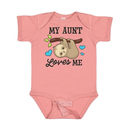 

Inktastic My Aunt Loves Me with Sloth and Hearts Gift Baby Boy or Baby Girl Bodysuit
