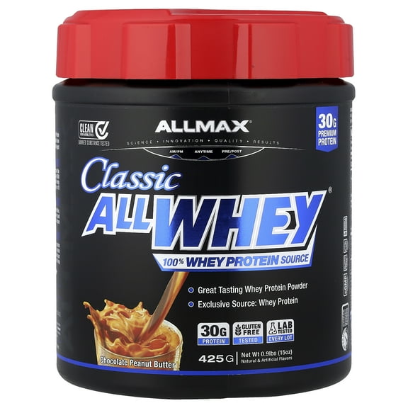 ALLMAX CLASSIC ALLWHEY®, 100% Whey Protein Source, Chocolate Peanut Butter, 0.9 lbs (425 g)