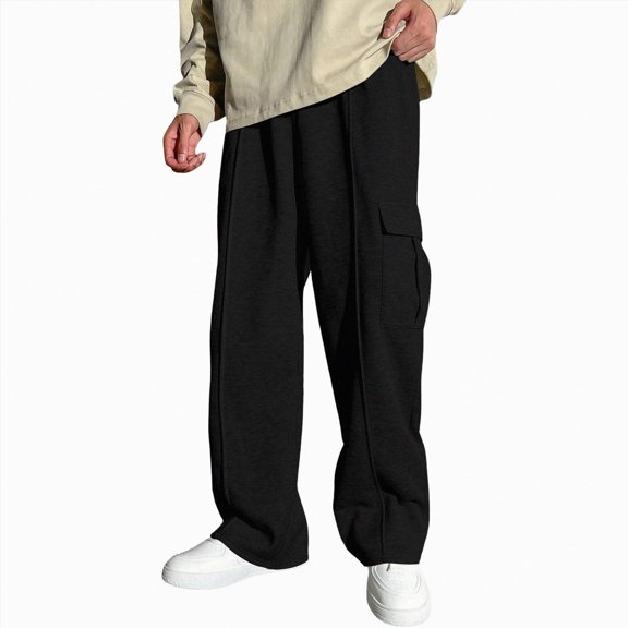 UngA Boy's Wide Leg Sweatpants Athletic Baggy Pants Thermal Long Cargo Pants Joggers Trousers Boy Sweat Pants (Black,12-13 Years)